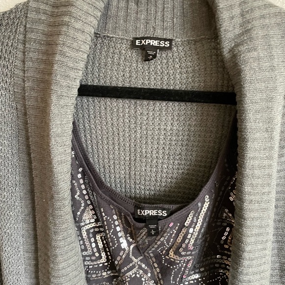 Express sequins tank and sweater gray sweater set. Size Large L - Picture 2 of 4